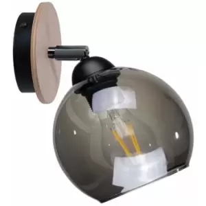 Image of Netlighting Yuno Dome Wall Lamp Wood, Black, 15cm, 1x E27