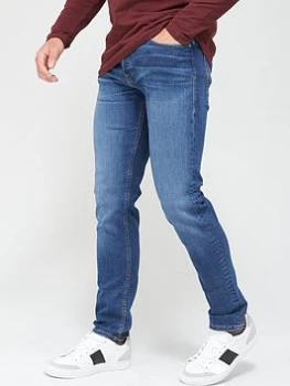 Image of Jack & Jones Mike Regular Fit Washed Jeans - Mid Blue Size 34, Inside Leg R=32", Men