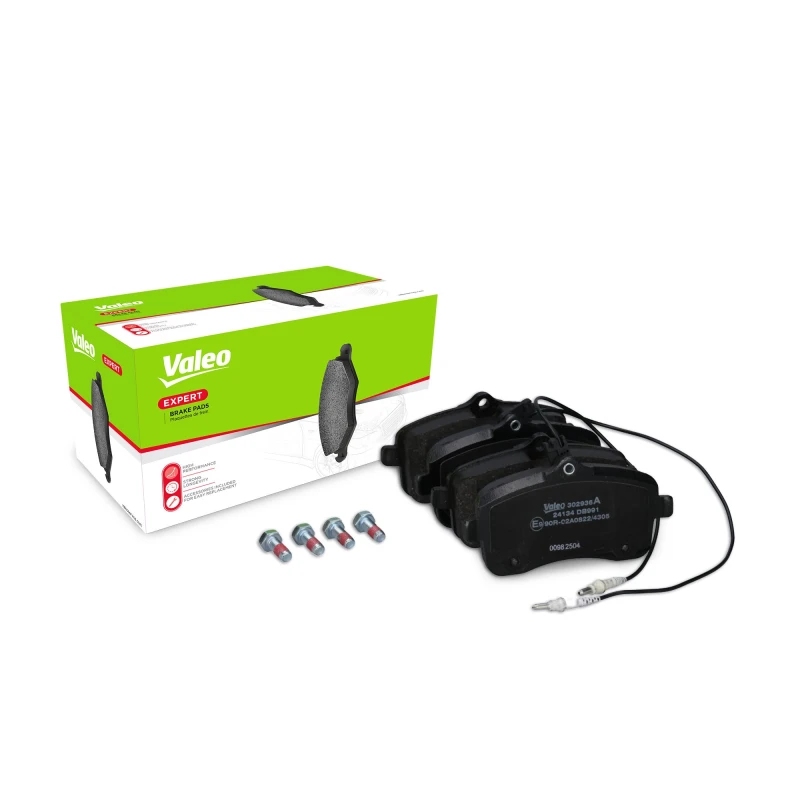 Image of VALEO 302936A Brake pad set EXPERT Front Axle, incl. wear warning contact, with anti-squeak plate Brake Pad Set,disc brake (402)