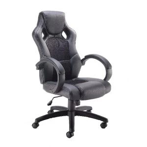 image of Arista Black Bolt Leather-Look Racing Chair KF73591