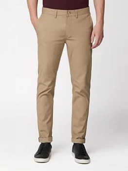 Image of Ben Sherman Slim Stretch Chinos - Stone, Size 28, Inside Leg Regular, Men