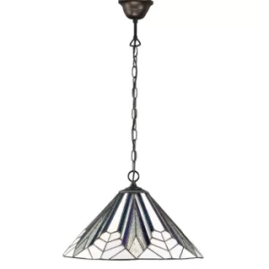 image of Astoria 1 Light Medium Ceiling Pendant Dark Bronze, Tiffany Style Glass, E27