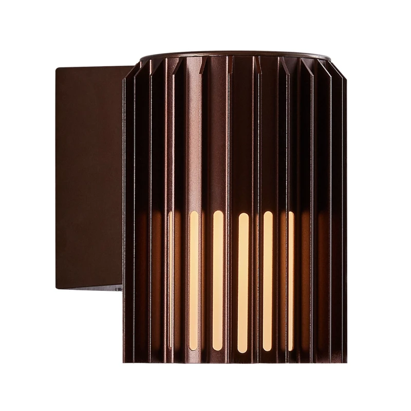 Image of Nordlux Aludra Outdoor Wall Light Brown Aluminium Solar E27 Sensor Coastal/Marine Safe - Mains Powered, IP54 Brown Unisex