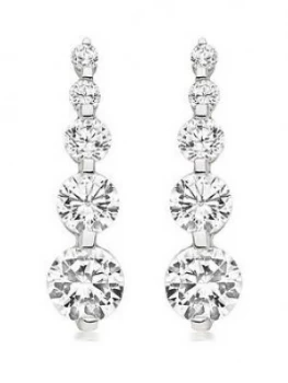 image of Beaverbrooks 9Ct White Gold Cubic Zirconia Drop Earrings