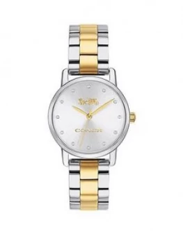 Image of COACH CoacH Silver Sunray and Gold Detail Dial Two Tone Stainless Steel Bracelet Ladies Watch, One Colour, Women