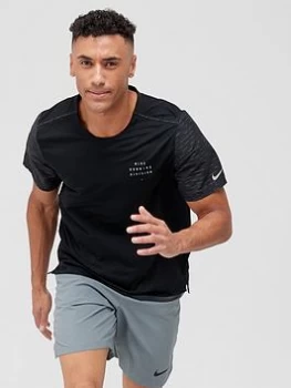 Image of Nike Run Dry Fit Run Division Rise 365 T-Shirt - Black, Size XL, Men