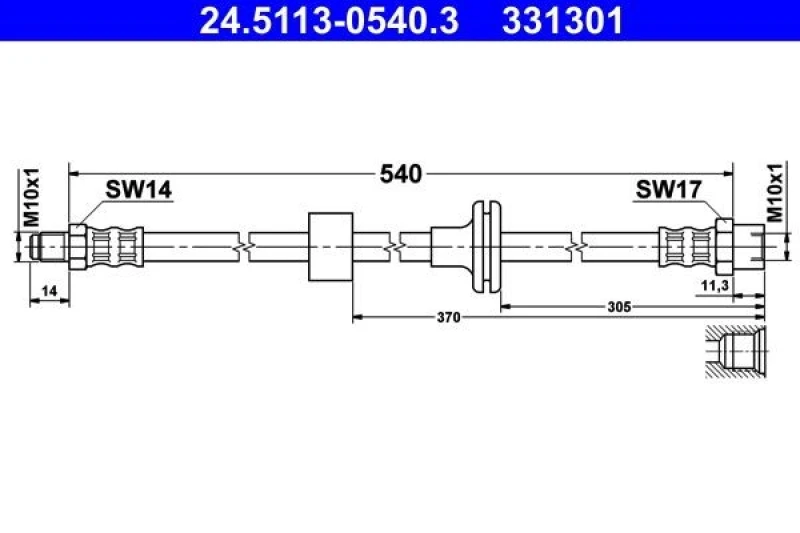 Image of ATE 24.5113-0540.3 Brake Hose Brake Hose (83)