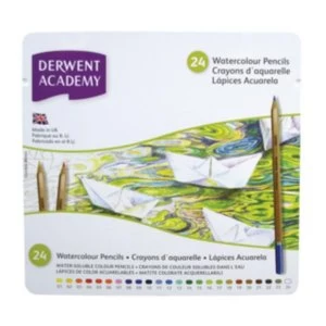 image of Derwent Academy Watercolour Pencils High-quality Pigments Assorted Pack of 24 Pencils