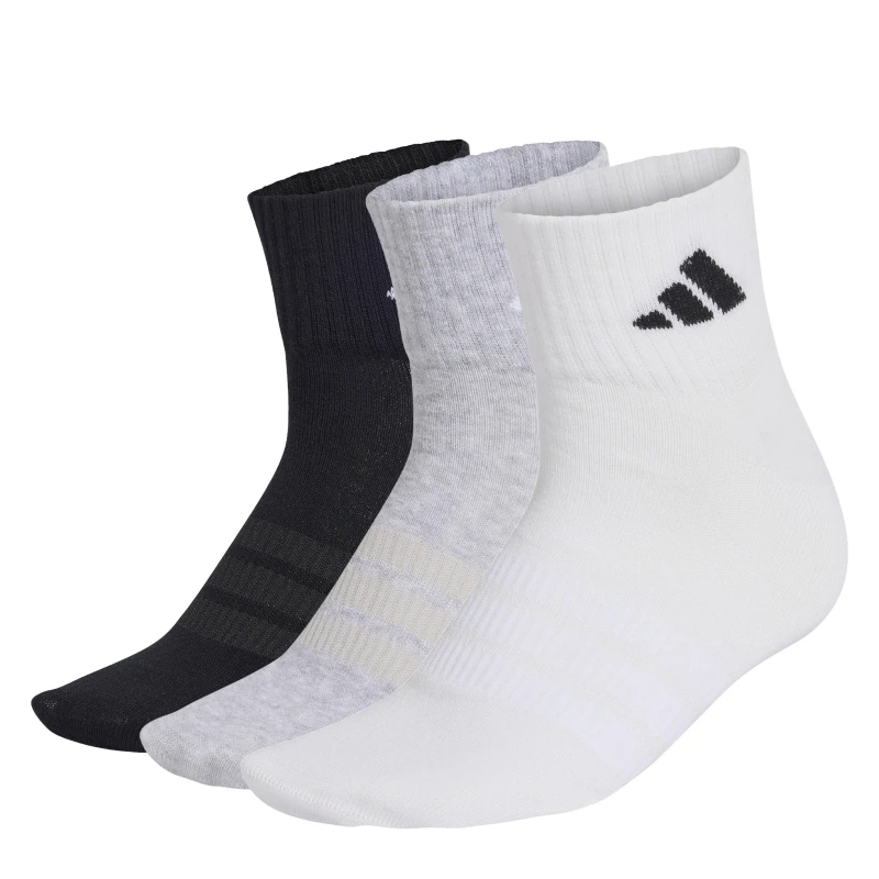 Image of adidas Thin And Light Ankle Socks 3 Pairs Gry/White/Black unisex Mens 7-11