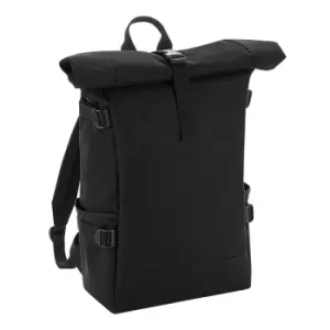 Image of BagBase Block Roll-Top Backpack (One Size) (Black)
