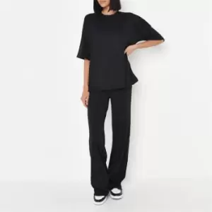 Missguided Ord Ribbed Tee and Wide Leg Set - Black