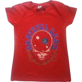 Image of Grateful Dead - Space Your Face & Logo Womens Large T-Shirt - Red