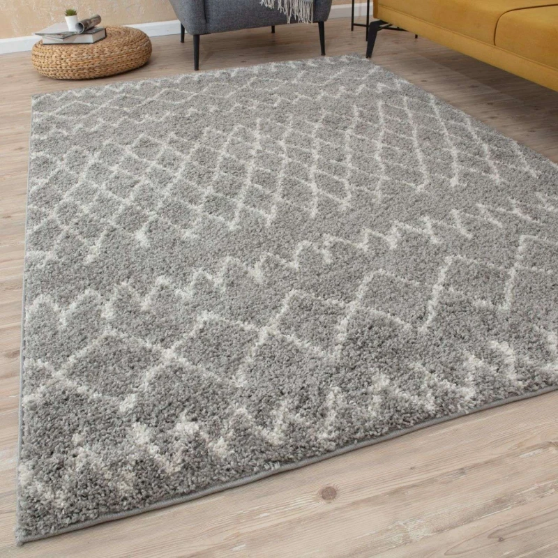 Image of THE RUGS Soft Tangier Shaggy Rugs & Runners Ivory & Grey Living Room Size: 80cm x 300cm Ivory Unisex 80cm x 300 cm