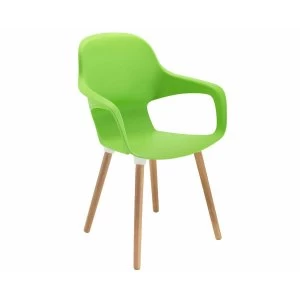 image of TC Office Ariel 2 Retro Chair with Wooden Round Legs, Green