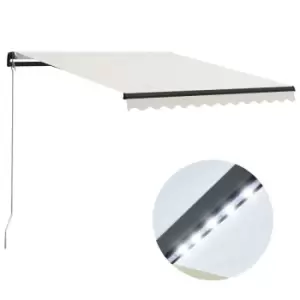 image of Vidaxl Manual Retractable Awning With LED 300X250 Cm Cream