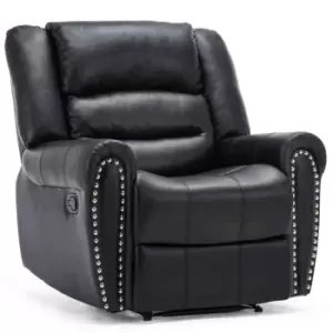 Image of Denver Leather Recliner Chair Armchair - Black