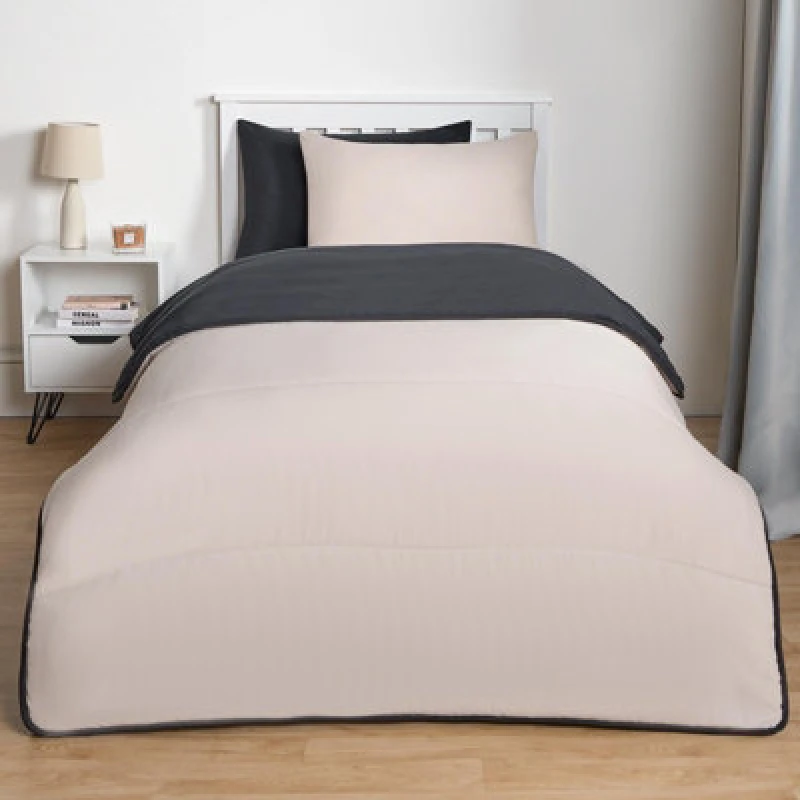 Image of OHS OHS Soft Coverless 10.5 TOG Duvet Set Pillowcase Quilted Cover in Stone Size: Single Stone Single Unisex 5027434197521