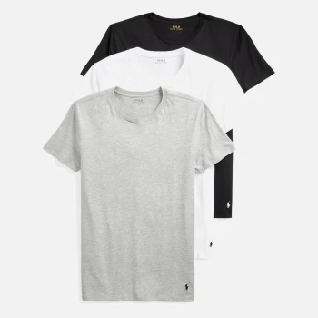 Image of Polo Ralph Lauren Mens Cotton 3 Pack Crewneck T-Shirts - White/Black/Andover Heather - XL