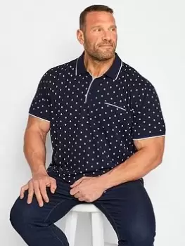 Image of BadRhino Tipped Paisley Polo, Blue, Size 2XL, Men