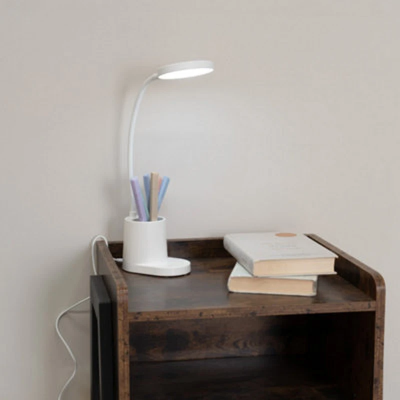 Image of ValueLights Marco Rechargable Flexi Dimmable Desk Lamp with Pen Holder White