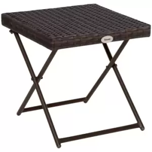 image of Outsunny Square PE Wicker Rattan Folding Table - Black