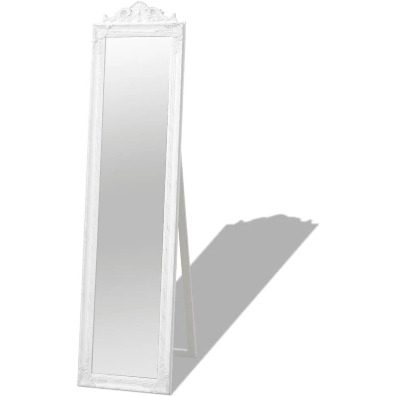 Image of vidaXL Free-Standing Mirror Baroque Style 160x40cm White Makeup Looking Glass