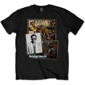 image of Elton John - Rocketman Montage Mens Large T-Shirt - Black