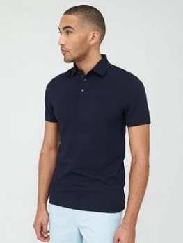 Image of Ted Baker Infuse Textured Polo Shirt - Navy, Dark Navy, Size 6, Men