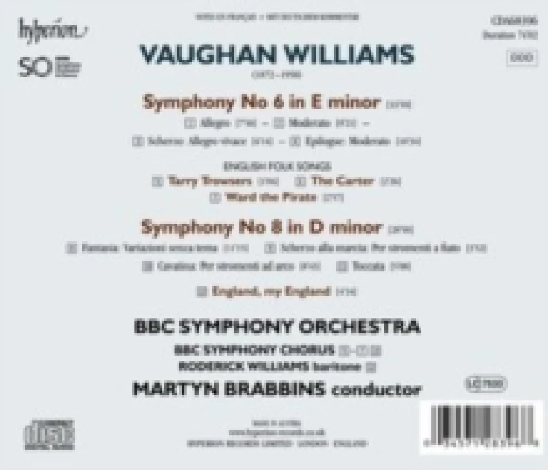 Image of Vaughan Williams: Symphonies Nos 6 & 8/Ward the Pirate/... CD / Album