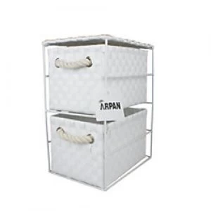 Image of ARPAN Storage Cabinet with 2 Drawers Polypropelene White 18 x 25 x 33 cm