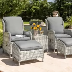 Image of Wroxham 2 Seater Grey Adjustable Lounger Coffee Set Grey