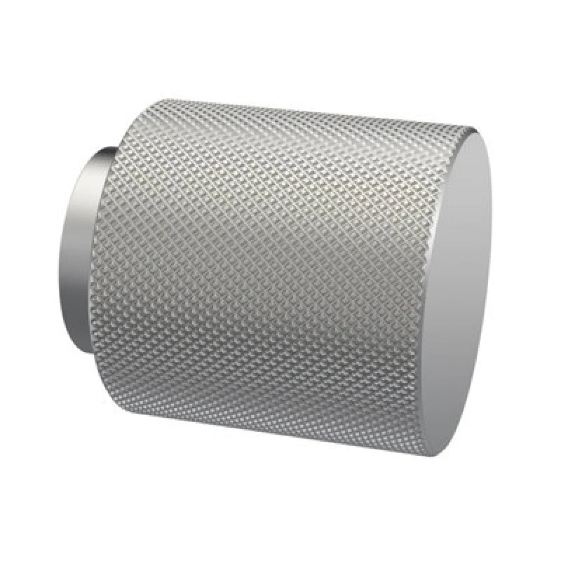 Image of Hudson Reed Knurled Round Furniture Knob Aluminium Built, Modern Bathroom Furniture Accessories In Satin Nickel Finish, 30mm