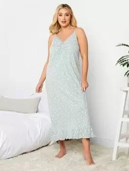 Image of Yours Spring Daisy Frill Hem Midaxi Chemise, Green, Size 18-20, Women