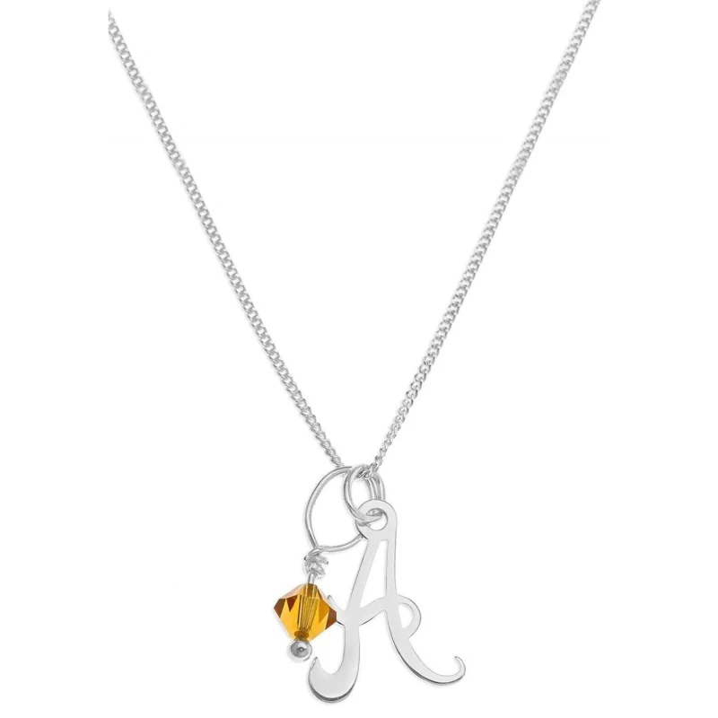 Image of Be You Sterling Silver Initial Cry Birthstone Pendant Silver One Size