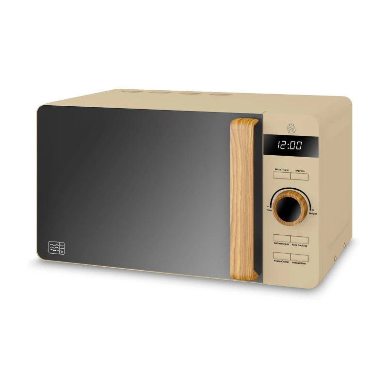 Image of Swan Nordic SM22036LOAT 20 Litre 26cm High, Freestanding Small Standard Microwave Oven - Oat