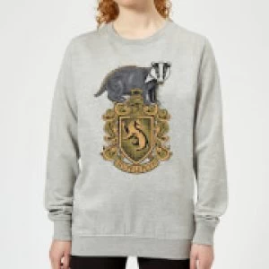 Image of Harry Potter Hufflepuff Drawn Crest Womens Sweatshirt - Grey - 3XL