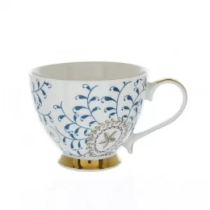 Image of Bohemian Footed Mug Blue and Gold 9.7cm