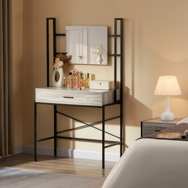Image of Lassic Vida Designs Brooklyn 1 Drawer Dressing Table Grey unisex 1 Drawer