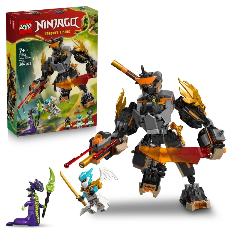 Image of LEGO NINJAGO Cole's Mission Mech & Dragon Zane Toy 71854