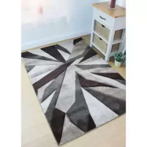 image of Modern Shatter Splinter Design Hand Carved Soft Beige/Brown Rug Home Carpet in 120x170cm (4'x5'6'')