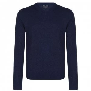 image of Howick Howick Arlington V Neck Jumper - Indigo Marl