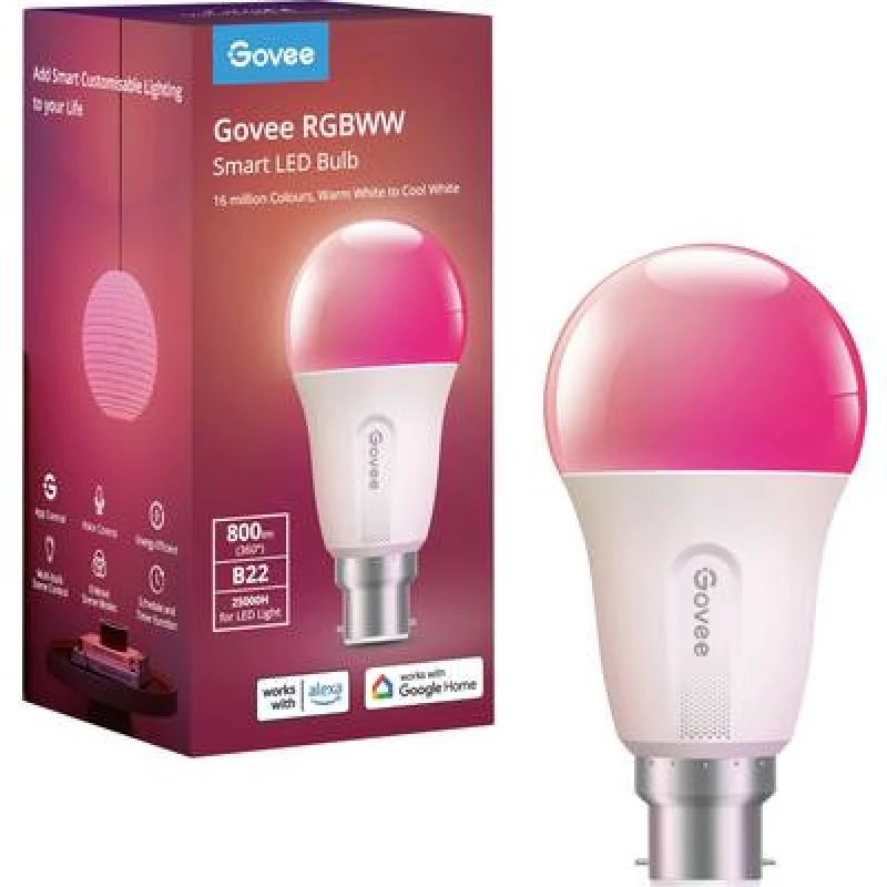Image of Govee Govee H6004CC1 LED (monochrome) EEC F (A - G) Pear shape 9 W RGB (Ø x L) 60 mm x 120 mm H6004CC1