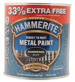 image of Hammerite Hammered 750ML+33% - Black