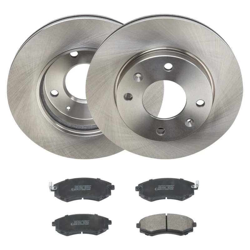 Image of RIDEX 3405B1986 Brake disc and pads set Front Axle, Brake Disc Type: Vented, with acoustic wear warning Brake Set,disc brakes (3405)
