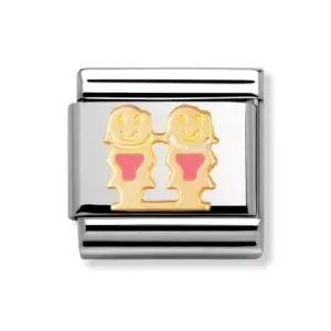 image of Nomination Classic Gold & Enamel Pink Girls Charm