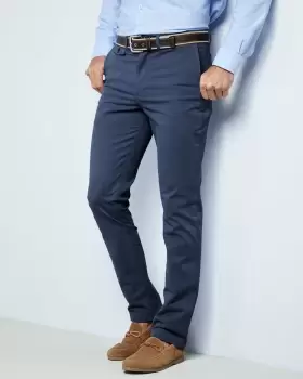 Image of Cotton Traders Mens Flat Front Wrinkle Free Stretch Chino Trousers in Blue