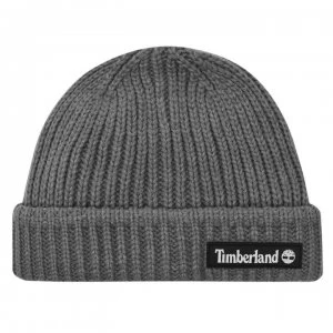 image of Timberland Patch Fisherman Beanie - Lt Grey Hth