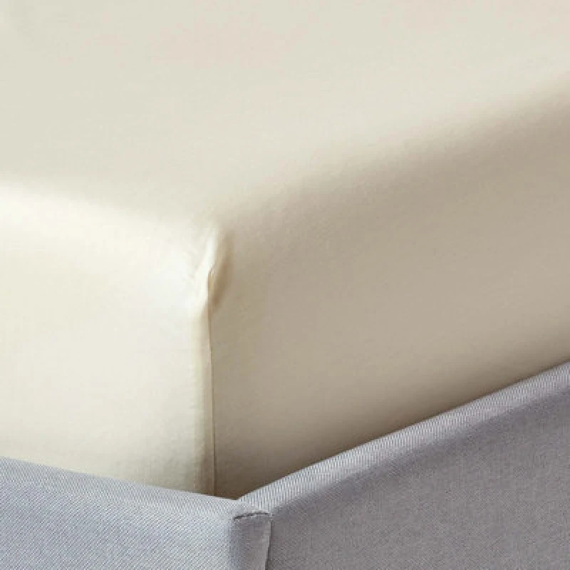 Image of Homescapes Cream Organic Cotton Deep Fitted Sheet 18" 400 Tc, Single