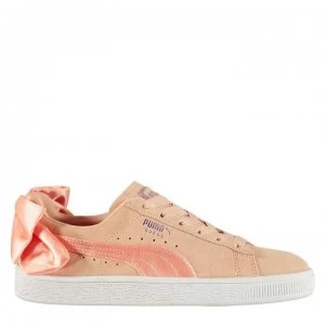 Image of Puma Bow Suede Trainers - Peach Bud