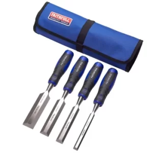 Image of Faithfull 4 Piece Bevelled Wood Chisel Set